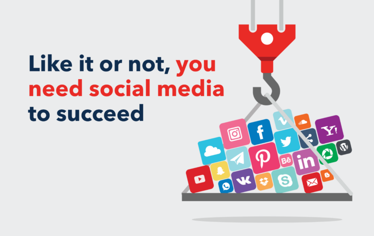 Social media icons on a construction hook