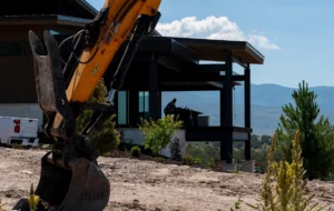Construction machinery at an active job site