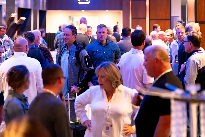 Large group of people mingling