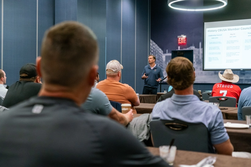 CBUSA chapter meeting with a speaker presenting to local builders and members.
